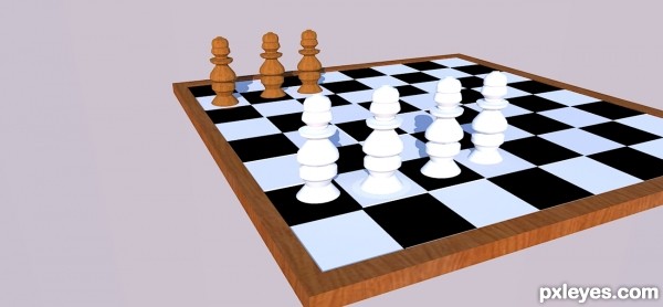 chess board with pawns